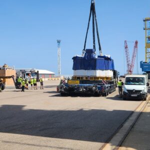 The sixth module for ITER's central solenoid module has completed its transatlantic journey from the United States to the French port of Fos-sur-Mer. Photo: ITER Organization