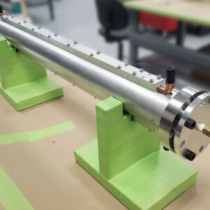 Photo of a waveguide for the electron cyclotron heating transmission lines contributed by US ITER to the ITER fusion project.