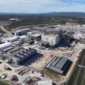 Aerial photograph of the ITER international fusion project in southern France.